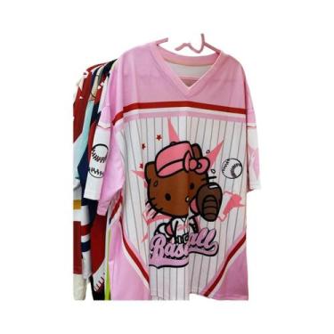 Imagem de Camiseta Feminina Sanrio Hello Kitty Com Decote Em V Casual Leve E Res