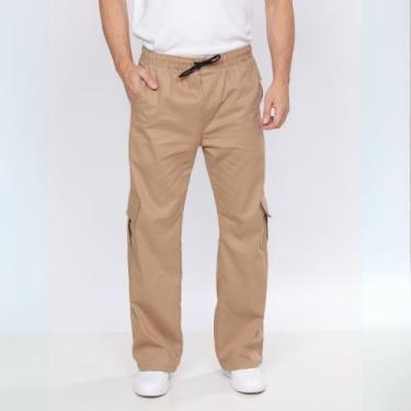 Imagem de Calça Cargo Streetwear Estilo Largo Balão Jeans Sarja Masculino - 4 Az