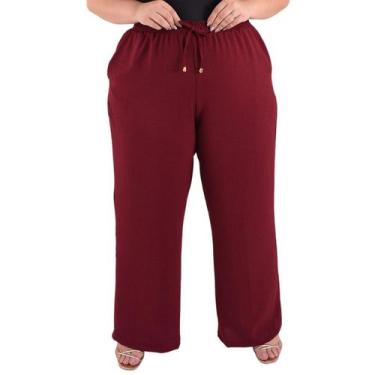 Imagem de Calça Pantalona Plus SIze Feminina Cintura Alta Dunas Tendencia - Lori