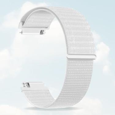 Imagem de Relógio de nylon de liberação rápida de 20 mm, 22 mm, compatível com Samsung, compatível com Garmin para Galaxy Watch 7/6/5/4/3, Venu 4/3, Forerunner 265/255 Balance 2 pulseira esportiva (branca, 20