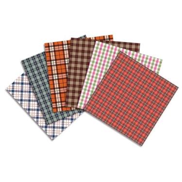 Imagem de 24 folhas de papel-cartolina com tema quadriculado, padrões de um lado, impressão de álbum de recortes, decorativo