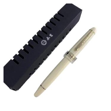 Imagem de AEHON Caneta-tinteiro com enchimento de pistão, melhor resina acrílica, EF/F, ponta de irídio, caneta de tinta para escrita, escritório, com caixa de presente (branco escuro, F 0,5 mm)