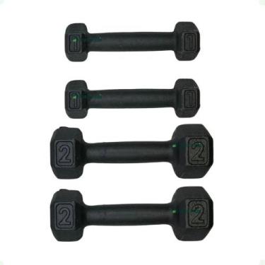 Imagem de Kit Halteres Sextavado - (Pares de 1 e 2 Kg) - BOX INGÁ