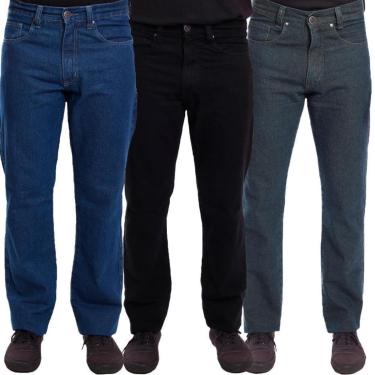 Imagem de Kit 3 Calças Jeans R7Jeans Masculina Modelo Tradicional Cintura Alta 100% Algodão-Masculino