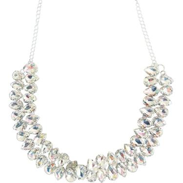 Imagem de Secret for Longevity Colar de gargantilha estilo art déco retrô vintage prateado imitação de diamante grosso com strass para noivas