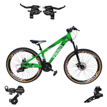 Imagem de Bicicleta 26 VikingX T25 21v Cambios Shimanos e Trocador Freeride Pneu Aro 26 Balão Faixa Amarela-Unissex