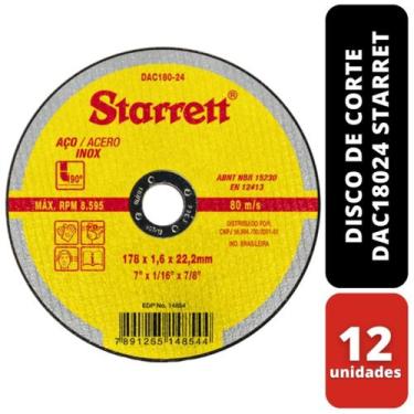 Imagem de KIT 12 Discos de Corte 178x1,6 x 22,2mm DAC18024 Starret