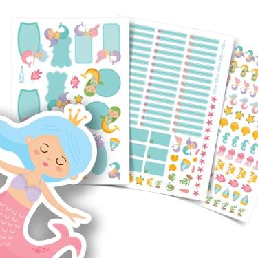 Imagem de Etiqueta Escolar Menina com TAG + Caneta (Sereias, Kit de Etiquetas)