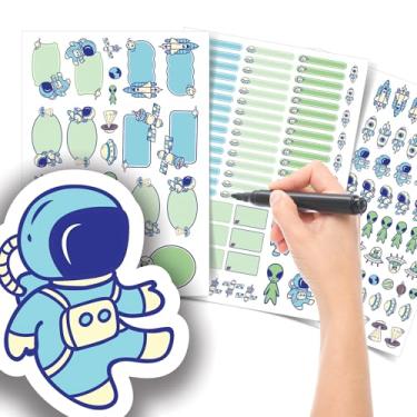 Imagem de Etiqueta Escolar Menino com TAG + Caneta (Astronauta, Kit de Etiquetas)