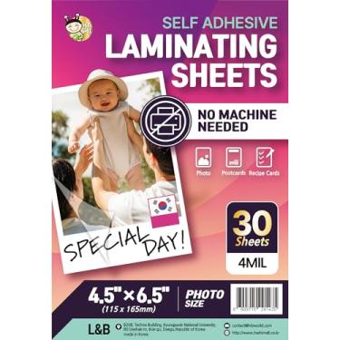Imagem de HA SHI Folhas de laminação sem calor, autovedantes, 10 x 15 cm, pacote com 30, espessura de 4 mm, transparentes, folhas de laminação autoadesivas, documentos de proteção, fotos, cartões postais