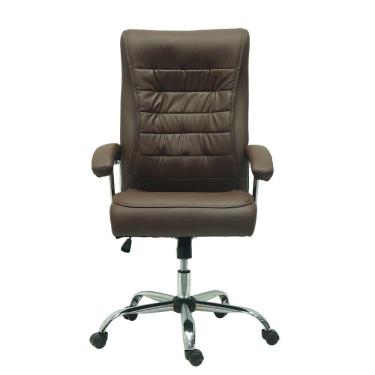 Imagem de Cadeira de Escritório Presidente Base Cromada com Rodinha Fortt Luanda Marrom - CPF13-M
