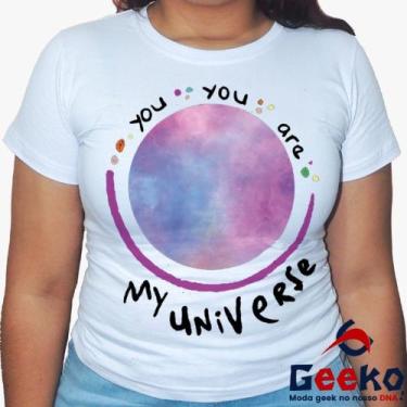 Imagem de Baby Look Coldplay 100% Algodão - You You Are My Universe - BTS - Rock