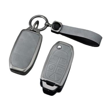 Imagem de Zine liga caso chave do carro capa titular fob compatível com volvo xc90 xc70 s80 s60 s40 v70 v50 c30 c70 5 botões protetor acessório(N-gun grey ring)