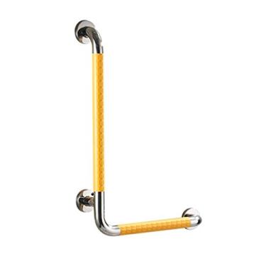 Imagem de HDVLXZLY Barras de apoio para banheiro, barras de apoio brancas e amarelas - trilho de segurança ajustável em forma de L para banheira - trilho de banheira ajustável, trilhos de segurança de vaso