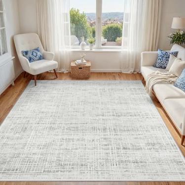 Imagem de Tapetes de área de 10 x 15 cm Tapete lavável: Tapete antiderrapante abstrato moderno para sala de estar, tapetes macios e finos, tapete para quarto, jantar, casa de fazenda, berçário, escritório em