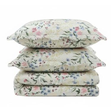 Imagem de Kit Cobre Leito Colcha Magnus Casal 3 Peças Dupla Face Estampado Flora