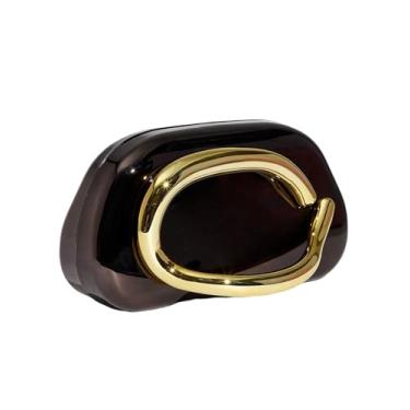 Imagem de Floerns Bolsa feminina de metal para noite, bolsa clutch de festa, bolsa tiracolo moderna, Preto, One Size