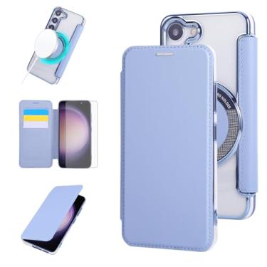 Imagem de Asuwish Capa para celular Samsung Galaxy S23 5G carteira com protetor de tela magnético de vidro temperado e suporte de cartão de crédito MagSafe RFID Flip S 23 23S GS23 G5 SM-S911U 6,1 polegadas