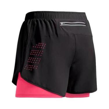 Imagem de Shorts De Corrida Masculinos Pretos 2 Em 1 Camada Dupla Para Fitness, 