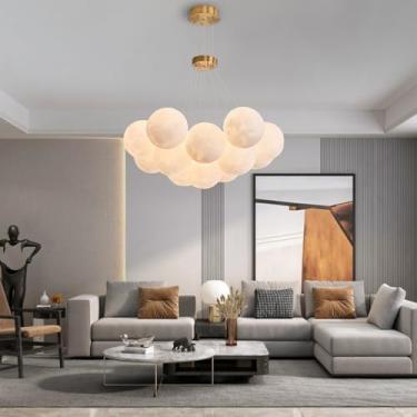 Imagem de Lustre para restaurante, estilo nórdico, luminária pendente dourada Sputnik, elegante luminária de teto embutida com 13 lâmpadas brancas, design G9, luminária criativa em formato de globo pa