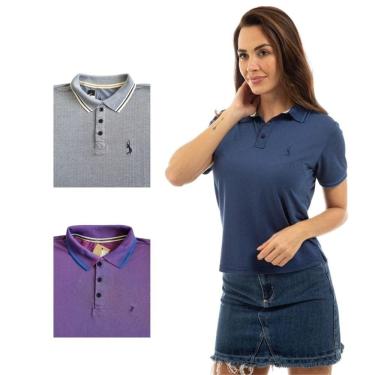 Imagem de Camisa Polo Feminina Manga Curta Piquet Dia a Dia Kit 3