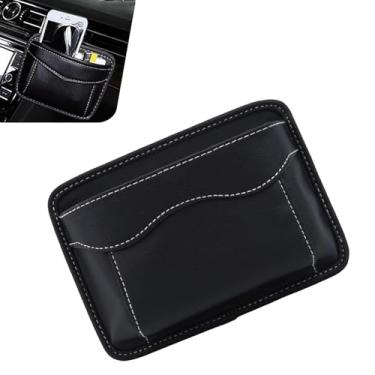 Imagem de Icyfond Organizador de bolso lateral para assento de carro, mini bolsa de armazenamento de couro PU, bolsa de bandeja de suporte de telefone para caneta, bolsa universal de preenchimento de lacunas de