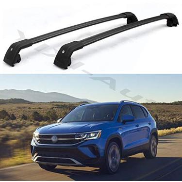 Imagem de YiXi-Partswell 2 peças de rack de teto travável barras transversais bagageiro alumínio adequado para VW Volkswage Taos 2020 2021 - preto