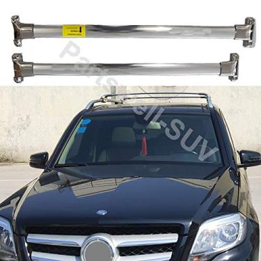 Imagem de YiXi-Partswell 2 peças de rack de teto barras transversais bagageiro de aço inoxidável adequado para Mercedes Benz X204 GLK 2008-2015 - prata
