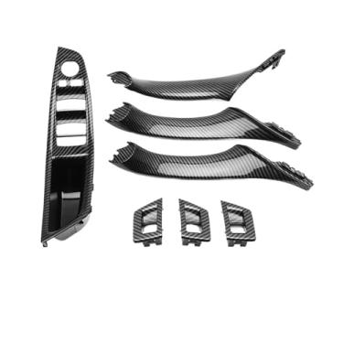 Imagem de Interior do carro maçaneta da porta interior painel puxar guarnição capa Compatível com bmw série 5 f10 f11 520i 523i 525i 528i 535i 7 peças conjunto(LHD-Carbon 7pcs)