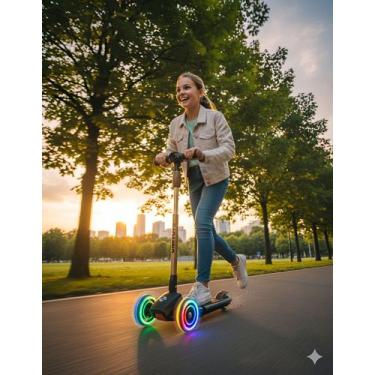 Imagem de Patinete Infantil Unitoys Com Luzes Led Divertido, Preto