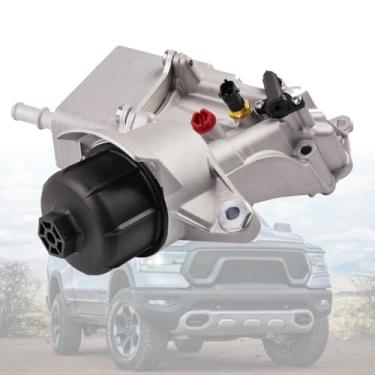 Imagem de Resfriador de óleo do motor de alumínio e adaptador de carcaça do filtro de óleo sensor de juntas compatível com 2014-2019 Ram 1500 3.0l v6 turbo diesel substituição 68531248AA 68624177AA 68229403AA