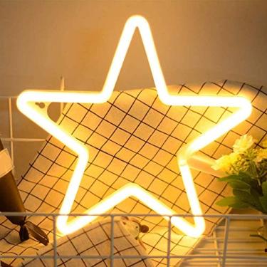 Imagem de Luz de Neon LED em Forma Estrela Noturna USB para Decoração Parede Sala Estar Festa Casa Decorativa Baixa Tensão Perfeito Ocasiões Especiais PVC resis