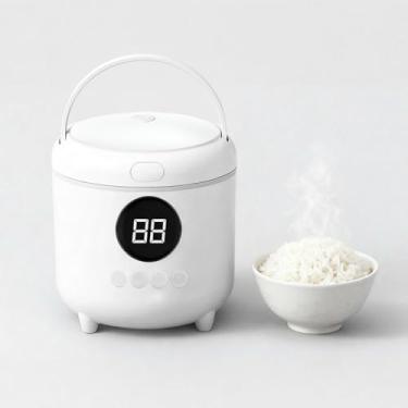 Imagem de Mini panela de arroz com temporizador para 1 ~ 2 pessoas, 2 xícaras não cozidas/4 xícaras cozidas com alça, 6 modos de cozimento inteligentes para arroz branco, quinoa, aveia - com panela interna