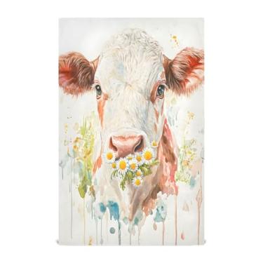 Imagem de xigua Conjunto de 1 panos de prato de cozinha de vaca com margaridas e flores de margarida, macios e altamente absorventes para limpeza de pratos e limpeza à mão, 71 x 45 cm