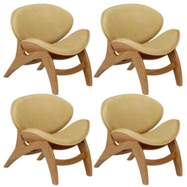Imagem de Kit 4 Poltronas Decorativa Orgânica Sala Living Kadosh L02 Couríssimo Fendi - Lyam Decor