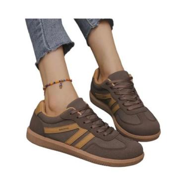 Imagem de Tênis Femininos De Outono Com Cores Misturadas, Moda, Solado Plano, An