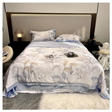 Imagem de Tencel Conjunto de cama com edredom de verão respirável e refrescante, microfibra dupla, macio, macio, toque suave, sem rugas, resistente ao desbotamento 200 x 230 cm (200 x 230 cm)