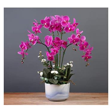 Imagem de Arranjo de flores artificiais, orquídeas artificiais – Orquídeas de borboleta falsas realistas, 60 cm de altura, plantas artificiais de orquídeas Phalaenopsis para casa, escritório, salão, decoração