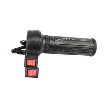 Imagem de Manopla De Couro Preto Para Bicicleta Elétrica Com Controle De Velocid