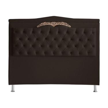 Imagem de Cabeceira De Cama Box Barcelona Queen 160 Cm Capitonê Retro Botão Encapados Suede Marrom Do Lar Móveis