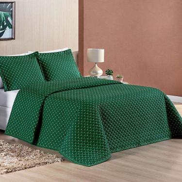 Imagem de Cobre Leito Prático Padrão Dupla Face 3 Peças - Esmeralda