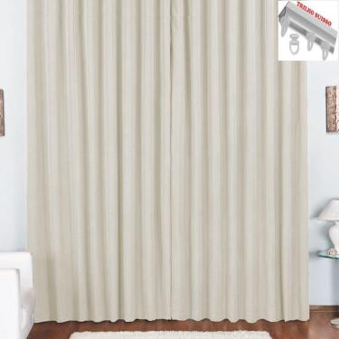 Imagem de Cortina Pryme 3 Metros Sala Quarto Em Oxford Para Trilho Suisso - Palha