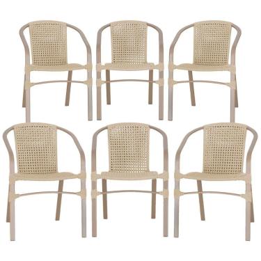 Imagem de 06 Cadeiras Floripa Alumínio Pintura Fendi Trama Original Rami