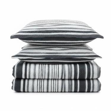 Imagem de Kit Cobre Leito Colcha Magnus Casal 3 Peças Dupla Face Estampado Geométrico - Preto - 100% Poliéster