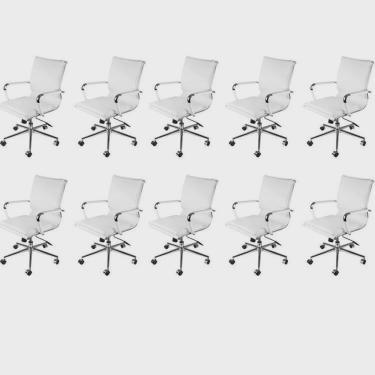 Imagem de Kit 10 Cadeiras para Escritório Diretor Design Italiano Estofada em Corino 3304