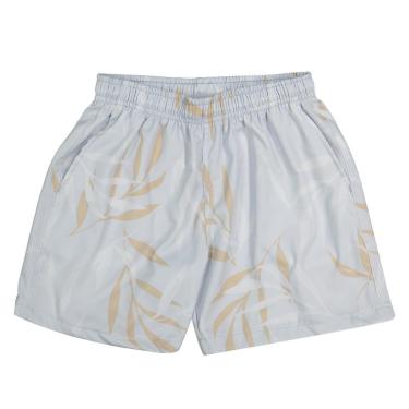 Imagem de Bermuda Infantil Menino Ogochi em Tactel Folhas Cinza e Bege-Masculino