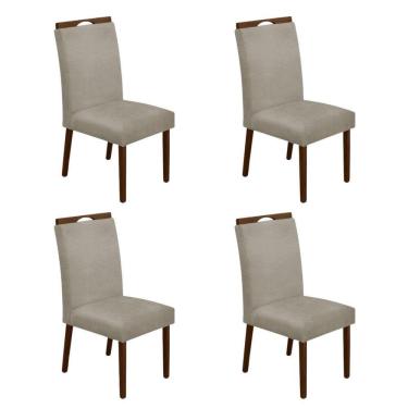 Imagem de Kit 4 Cadeiras De Jantar Madeira Maciça Em Linho Heloísa Bege Linho