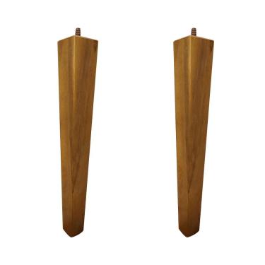 Imagem de Kit 2 Pés Palito Quadrado Madeira 30cm para Poltrona Mesa Lateral Puff Mel G75 - Gran Belo