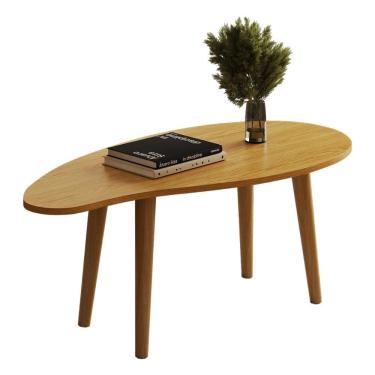 Imagem de Mesa de Centro Orgânica Oval G7005 Pés de Madeira Maciça