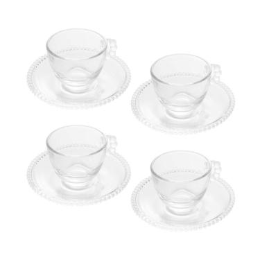 Imagem de Conjunto Wolff Linha Pearl 4 Xícaras Com Pires De Cristal